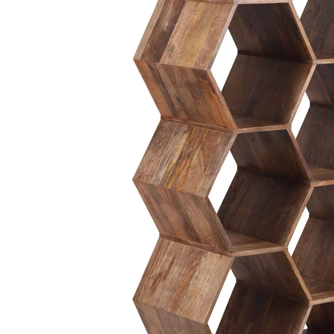 Grande étagère hexagonale | Bois de manguier