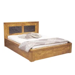 Lit bois sculpté 160 bicolore | Acacia Maya