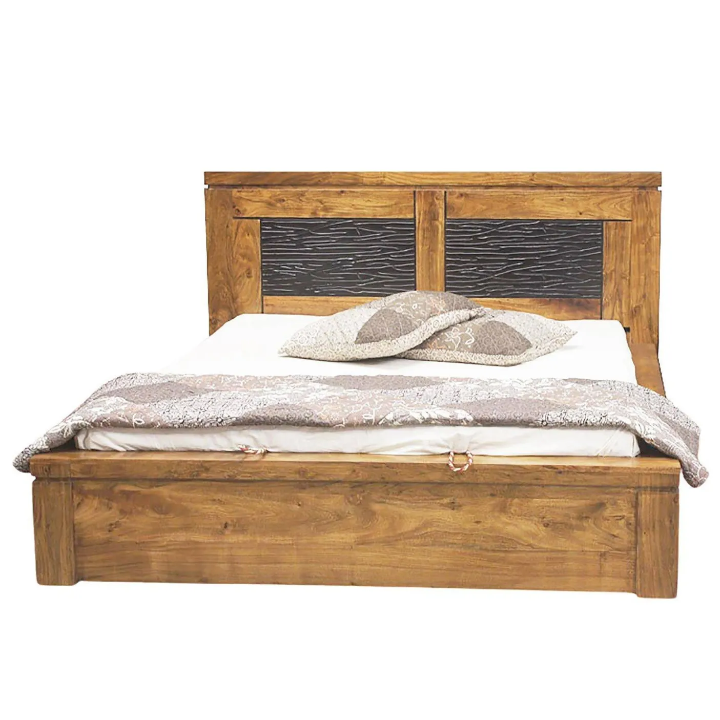 Lit bois sculpté 160 bicolore | Acacia Maya