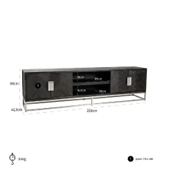 Meuble TV 220 Blackbone silver 4-portes