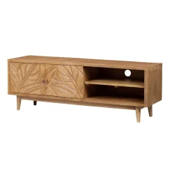 Meuble TV 2 portes 2 niches en bois massif manguier - Floria