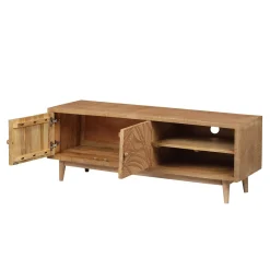 Meuble TV 2 portes 2 niches en bois massif manguier - Floria