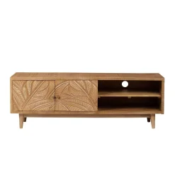 Meuble TV 2 portes 2 niches en bois massif manguier - Floria