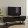 Meuble TV 2 portes 1 tiroirs en bois massif acacia - Black