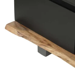 Meuble TV 2 portes 1 tiroirs en bois massif acacia - Black