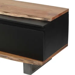 Meuble TV 2 portes 1 tiroirs en bois massif acacia - Black