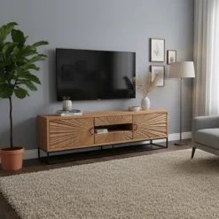 Meuble TV 2 portes 2 tiroirs Manguier | Solaris II