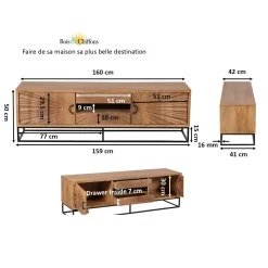 Meuble TV 2 portes 2 tiroirs Manguier | Solaris II