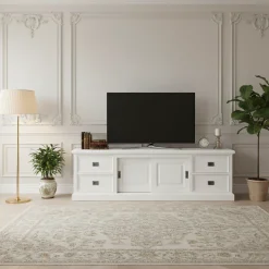 Meuble TV 2 portes 4 tiroirs | Pin Charme