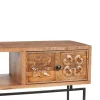 Meuble TV 2 tiroirs, 1 etagere 158cm en bois massif manguier - Sculture