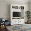 Meuble TV avec étagère 2 portes 2 tiroirs avec des panneaux de bossage "Romance"