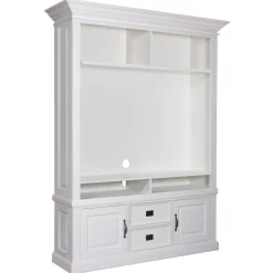 Meuble TV avec étagère 2 portes 2 tiroirs avec des panneaux de bossage 