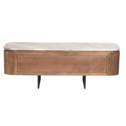 Meuble TV bas 4 portes plateau marbre | Manguier Kfir III