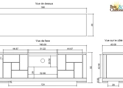 Meuble TV bois sculpté bicolore 160 2P 1T | Acacia Maya