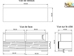 Meuble TV bois sculpté bicolore 130 2T | Acacia Maya