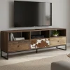 Meuble Tv multi-matériaux 3T peau de vache | Manguier Kara