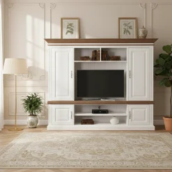 Meuble TV 2x2 portes "Chêne et Pin Romance"