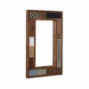 Miroir multi-matériaux peau de vache bois sculpté | Manguier Terranova