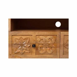 Petit meuble TV 2 tiroirs 104cm en bois massif manguier - Sculture