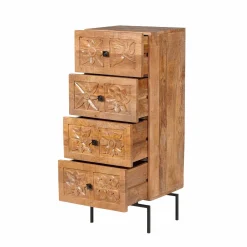 Semainier 4 tiroirs en bois manguier massif - Sculture