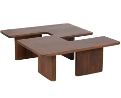 Set de 2 Table basse 110x70 cm brun | Ariel II