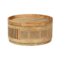 Set de 2 tables basses manguier et cannage