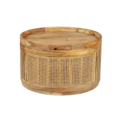 Set de 2 tables basses manguier et cannage
