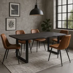 Table à dîner 240cm en acacia massif et métal | Acacia Black Forest