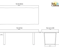 Table à dîner 240cm en acacia massif et métal | Acacia Black Forest