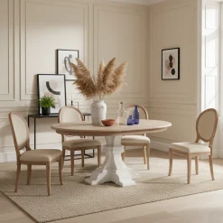 Table à dîner ronde avec 1 allonge "Bernadette"
