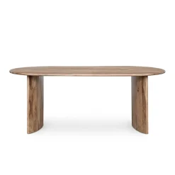Table à manger bord arrondi | Acacia Ellipse Naturel