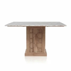 Table à manger carrée 130 avec plateau en marbre | Acacia Punjab-II