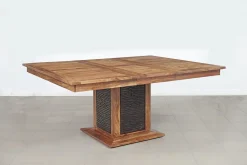 Table à manger carrée bois sculpté bicolore 130 | Acacia Maya