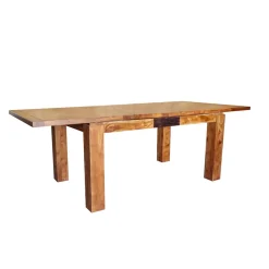 Table à manger en bois sculpté bicolore 160/240 | Acacia Maya
