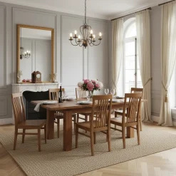 Table à manger en bois sculpté bicolore 160/240 | Acacia Maya