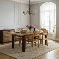Table à manger rectangulaire 180cm- Rallonge centrale | Manguier Herods