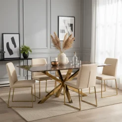 Table a manger Conrad faux emperador marbre