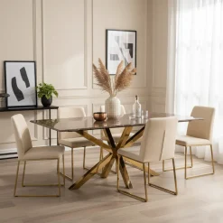 Table a manger Conrad faux emperador marbre