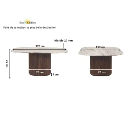 Table a manger plateau marbre 170x130 | Manguier Kfir III