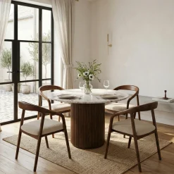Table a manger ronde plateau marbre | Manguier Kfir III