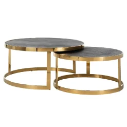 Table basse Blackbone gold set de 2 rond