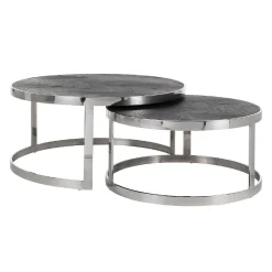 Table basse Blackbone silver set de 2 rond