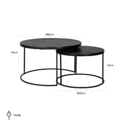 Table basse Bolder set de 2 aluminium noir