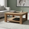 Table basse carrée bois sculpté bicolore | Acacia Maya