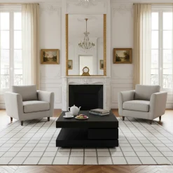 Table basse carrée noir Blok C "Chêne Oakura"
