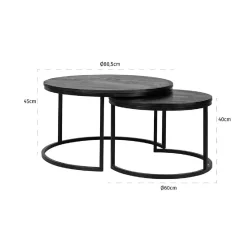 Table basse Catana set van 2 (noir)