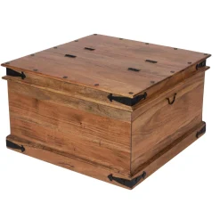 Table basse coffre carrée en acacia massif