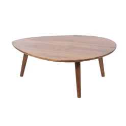 Table basse elliptique en manguier massif