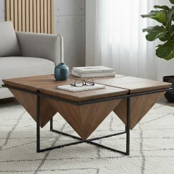 Table basse pyramide bois et métal | Manguier Sirocco