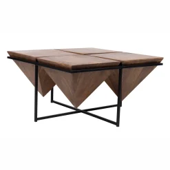Table basse pyramide bois et métal | Manguier Sirocco